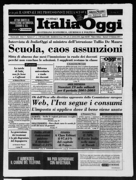 Italia oggi : quotidiano di economia finanza e politica